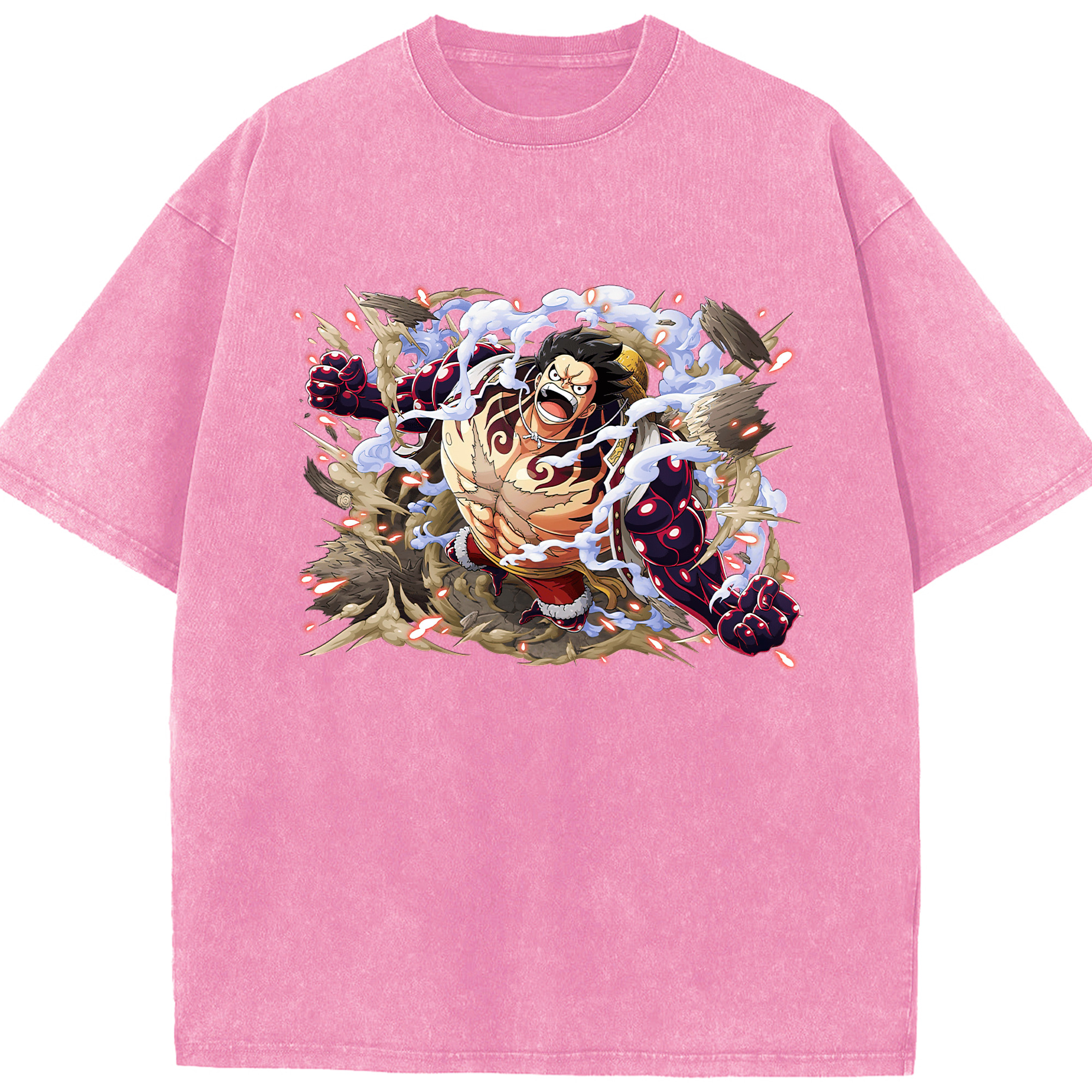 ワンピース モンキー・D・ルフィ ONE PIECE Monkey D. Luffy 綿100% ヴィンテージ風 半袖Tシャツ（フロントプリント）